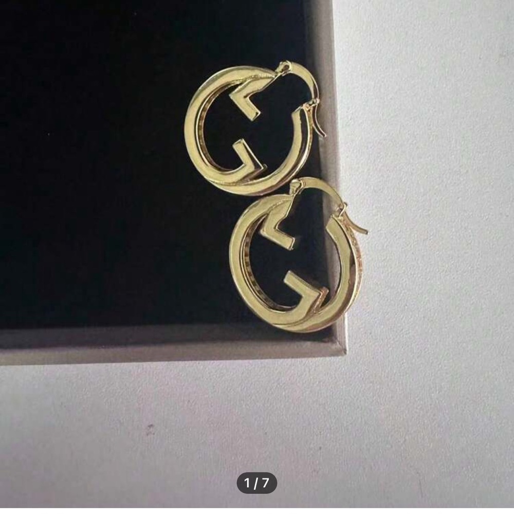Gold Tone Interlocking Hoop Earrings - Women Jewelry